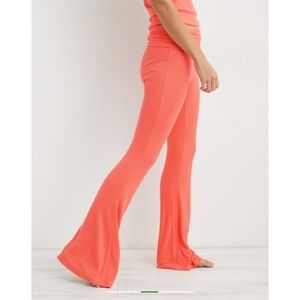 Aerie Real Soft Stretch Ribbed Foldover Flare Pant
